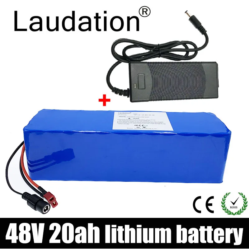 

Laudation 48V 20ah Electric Bike Battery 21700 5000mah 13S4P Built-in 25A BMS With 2A Charger For 800W Motor Electric Bicycles