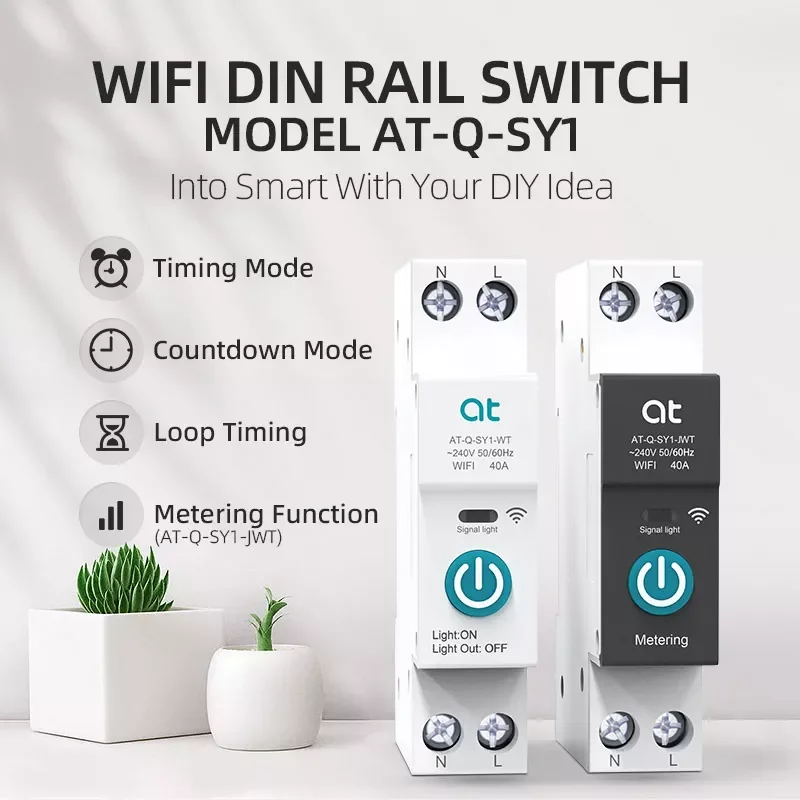 

With Metering WIFI Smart Circuit Breaker 1P 63A Rail DIN for Smart Home wireless Remote Control