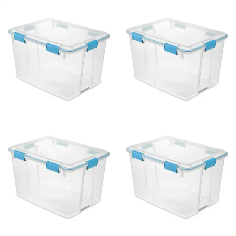 

80 Qt. Gasket Box Plastic, Blue Aquarium, Set of 4