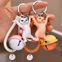 cute keychain bag pendant keychains women cartoon braided rope creative dancing cat couple fashion jewelry accessories