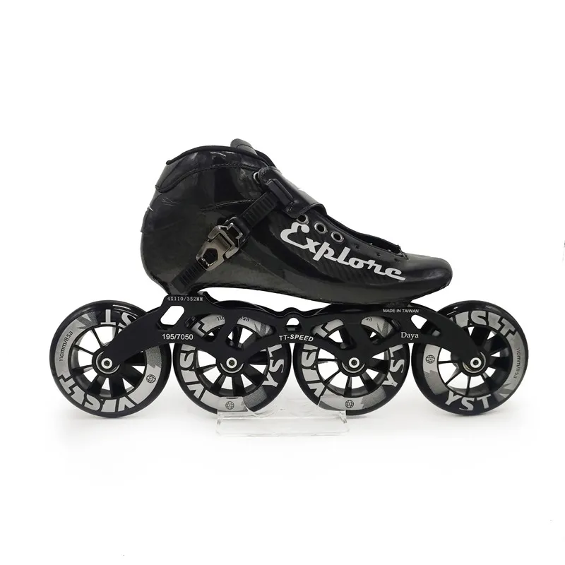 

carbon fiber speed skates shoes adults man woman inline speed skating patines 4 wheels 90mm 100mm 110mm fibre sports sneakers