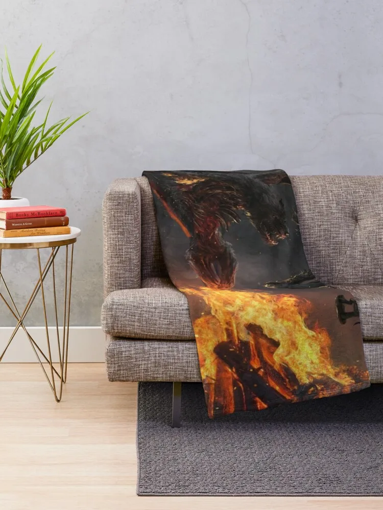 Фланелевое одеяло The Burning of Old Yharnam на заказ винтажные декоративные одеяла для