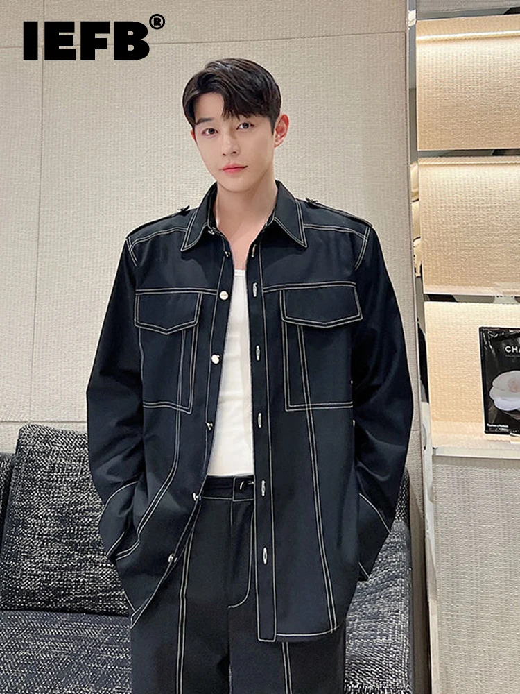 

IEFB Early Autumn Designer Personalized Long Sleeve Men Coat 2023 Korean Fashion Male Jacket Single Breasted Casual 9A4683