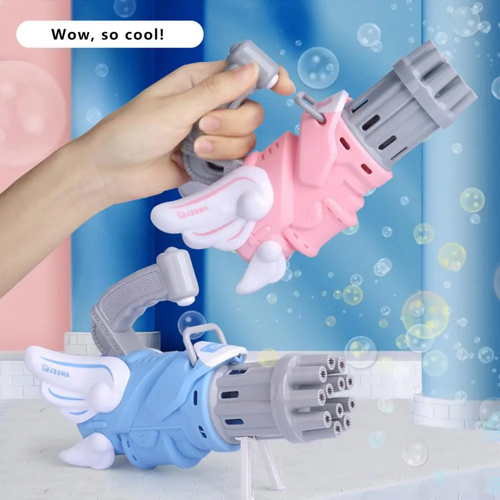 

Angel Bubble Gun Electric Gatling 12-hole Automatic Safe Bubble Maker Summer Kids Outdoor Toys Model Bubble Cool Play Toys