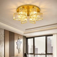 new crystal lamp bedroom ceiling lamp personality blackgolden restaurant lamp minimalist art modeling room led lamps