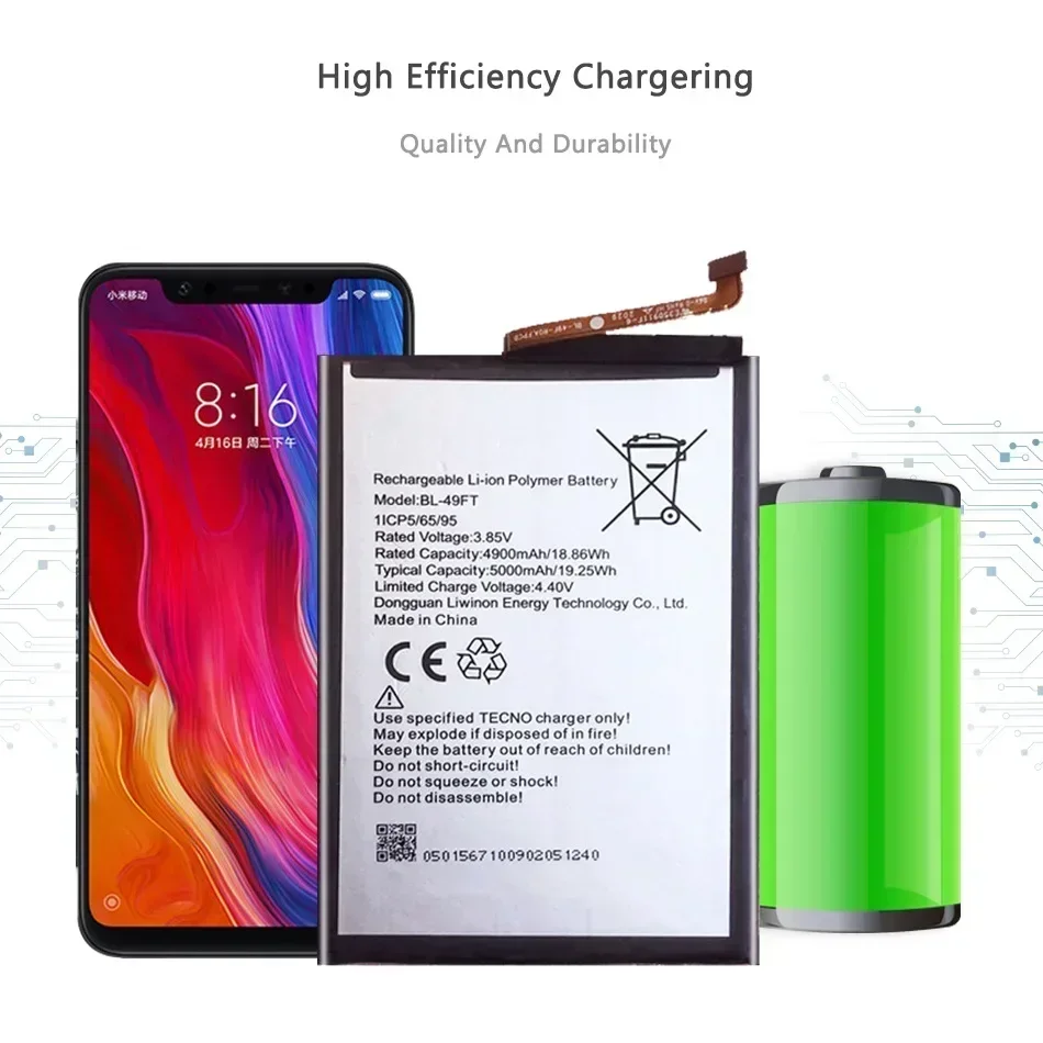 BL-49FT 5000 мАч аккумуляторы для мобильных телефонов TECNO POP 4 POP4 K 7 10000 Oukitel K7