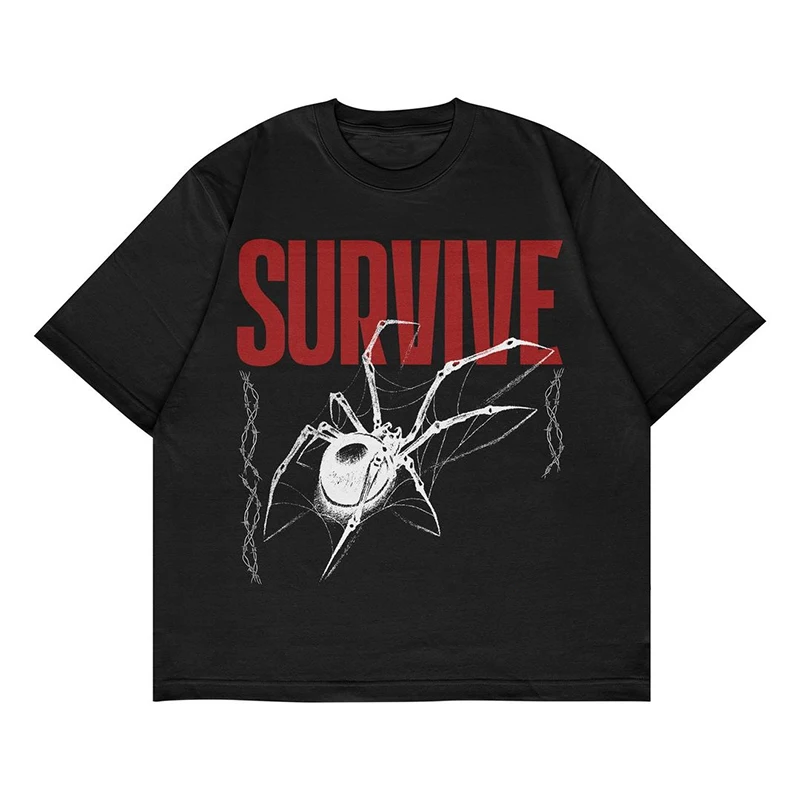 

2023 Men Hip Hop T Shirt Streetwear Harajuku SURVIVE Y2K tops T-Shirt Summer Short Sleeve Tops Tees Cotton Print Tshirts
