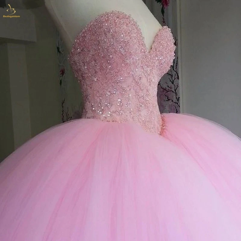 

Женское бальное кружевное платье bejoy, розовое бальное платье из тюля, с бусинами, на шнуровке, для выпускного вечера, для девушек 15 лет