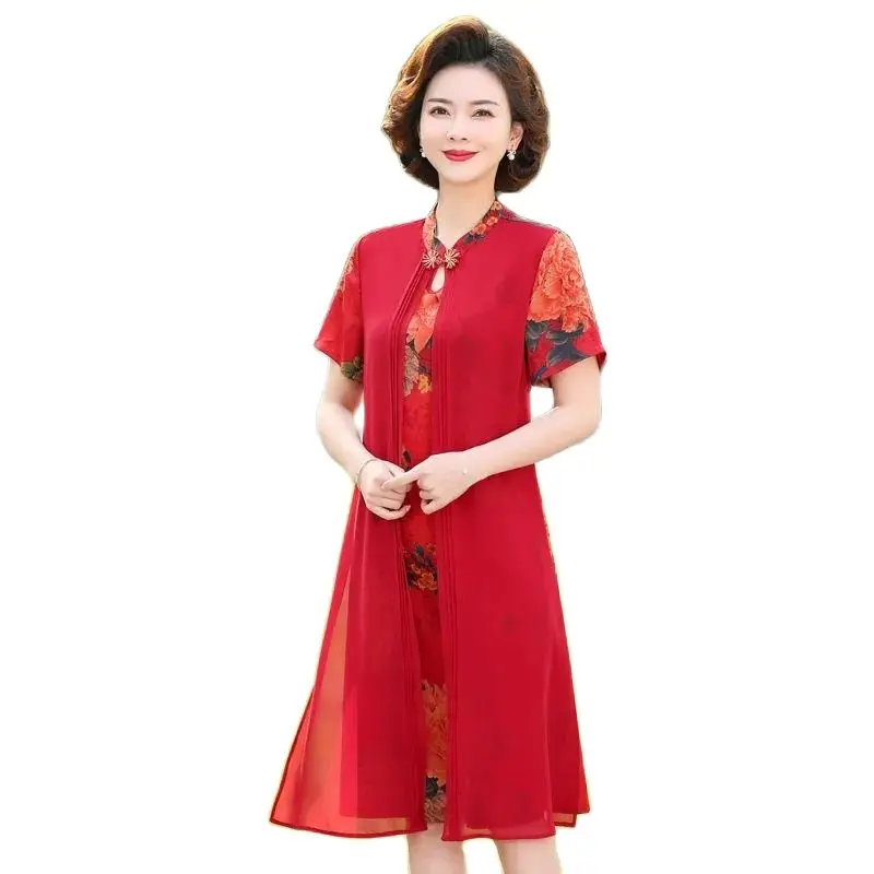 

Женское платье-Ципао средней длины, с коротким рукавом