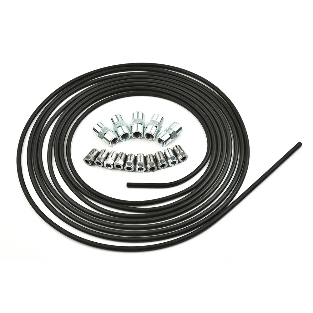 

New Practical Plastic-coated Fittings Kit Set 10 Screw Connections 5 Connectors 5m Brake Line Brake Pipe Steel