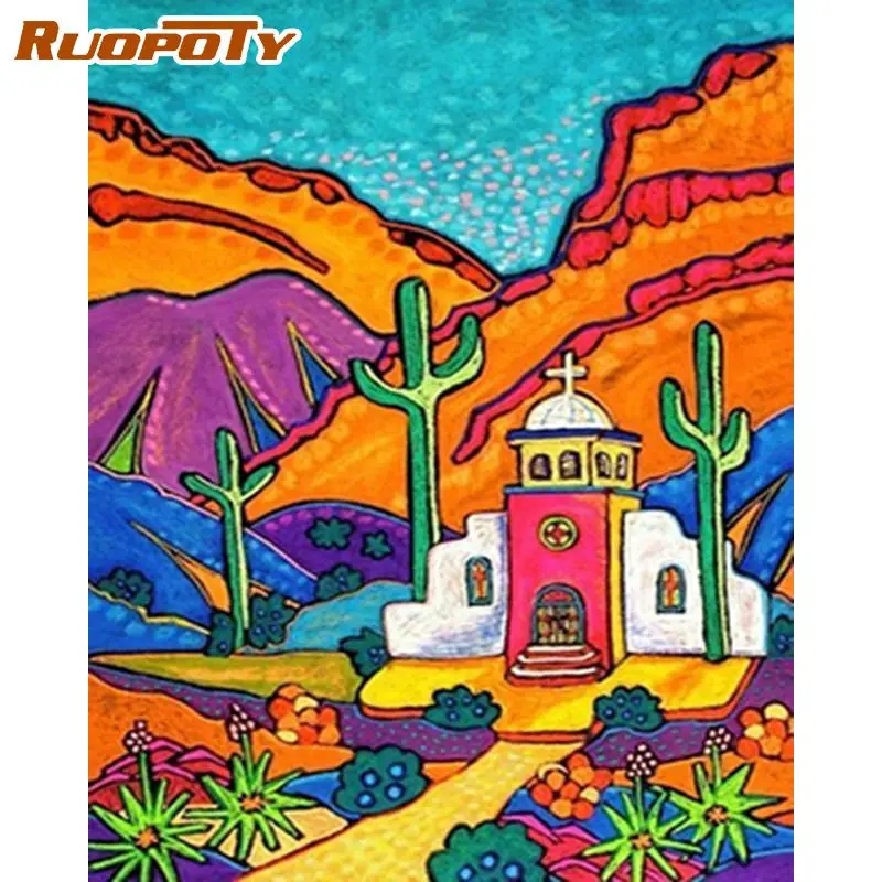 

RUOPOTY Abstract 5D Diamond Painting With Frame Diamond Art Desert Landscape Mosaic Embroidery Home Decors Diy Gift Crafts