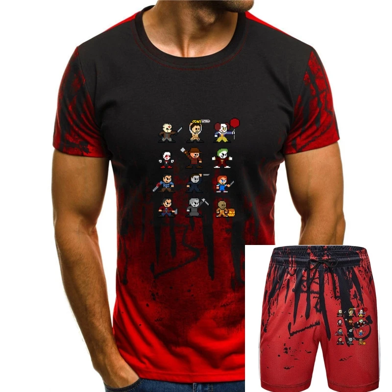 

Friends Pixel Halloween Icons Scary Horror Movies T-Shirt Full-Figured Tee Shirt