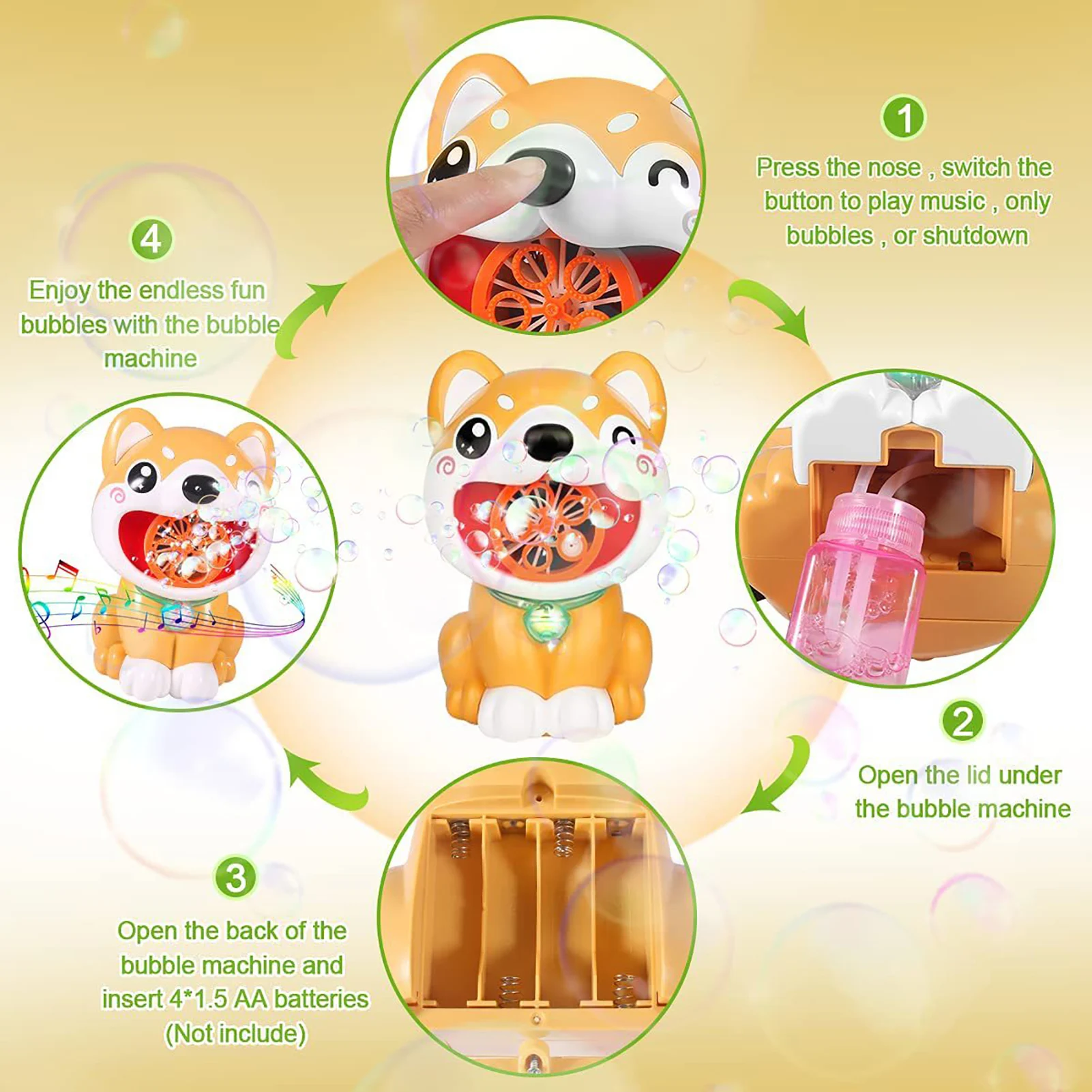 

Automatic Bubble Machine Cute Small Dog Music Blower Soap Maker Toys For Kids Children Toddlers Bathing Outdoor Party Games