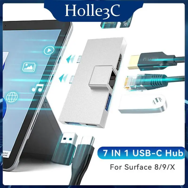 

100w Dual Type-c Int 7-in-1 Docking Station 7-in-1 For Surface X/8/9 Docking Station HDMI-compatible 3840*2160 4k/30hz 1080p