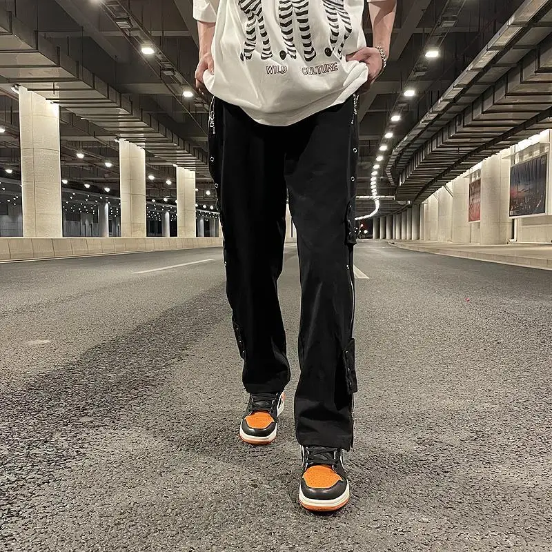 Брюки-карго мужские на молнии модные штаны джоггеры повседневные стиль панк