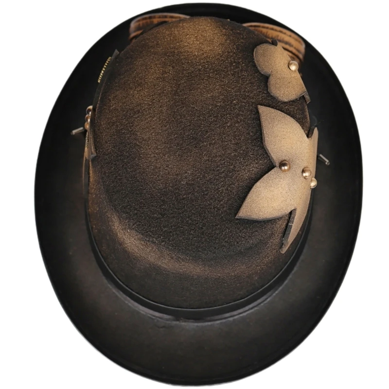 

E9LC гей топ шляпа стимпанк топ шляпа с очками черная Хэллоуин топ шляпа карнавал