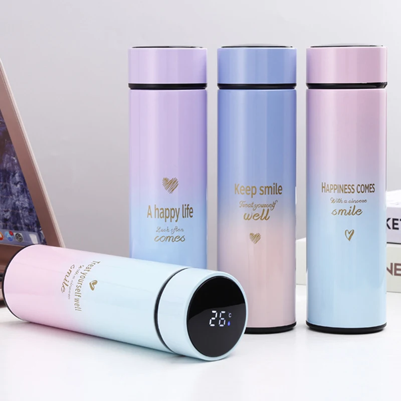 

500ml Thermos Mugs Water Bottles for Tea Coffee Stainless Steel Sport LED Temperature Display Travel Mug Hot Water Vacuum Flask
