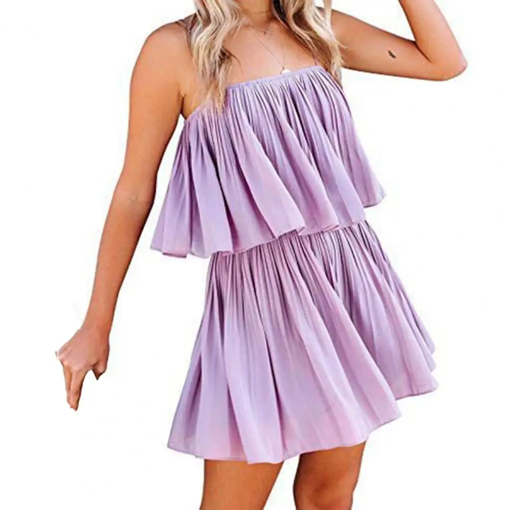 

Женский комбинезон с оборками на подоле, элегантный повседневный однотонный комбинезон без рукавов с открытыми плечами, лето 2023