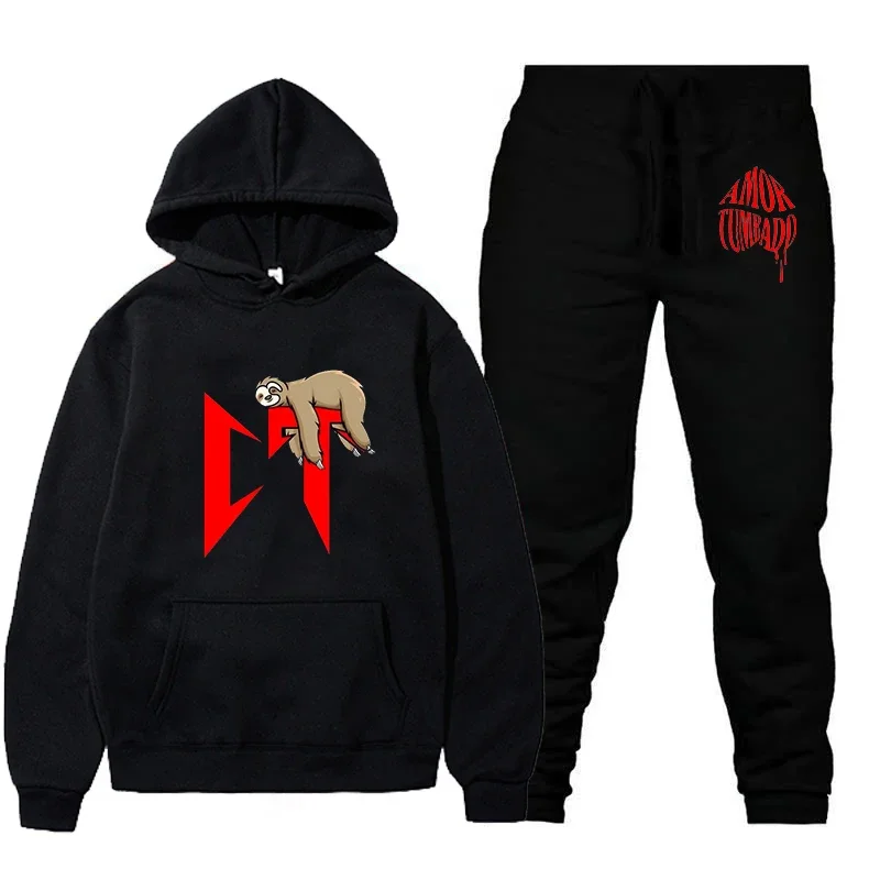 Мужской Повседневный Хлопковый Комплект В Уличном Стиле С Длинными Рукавами