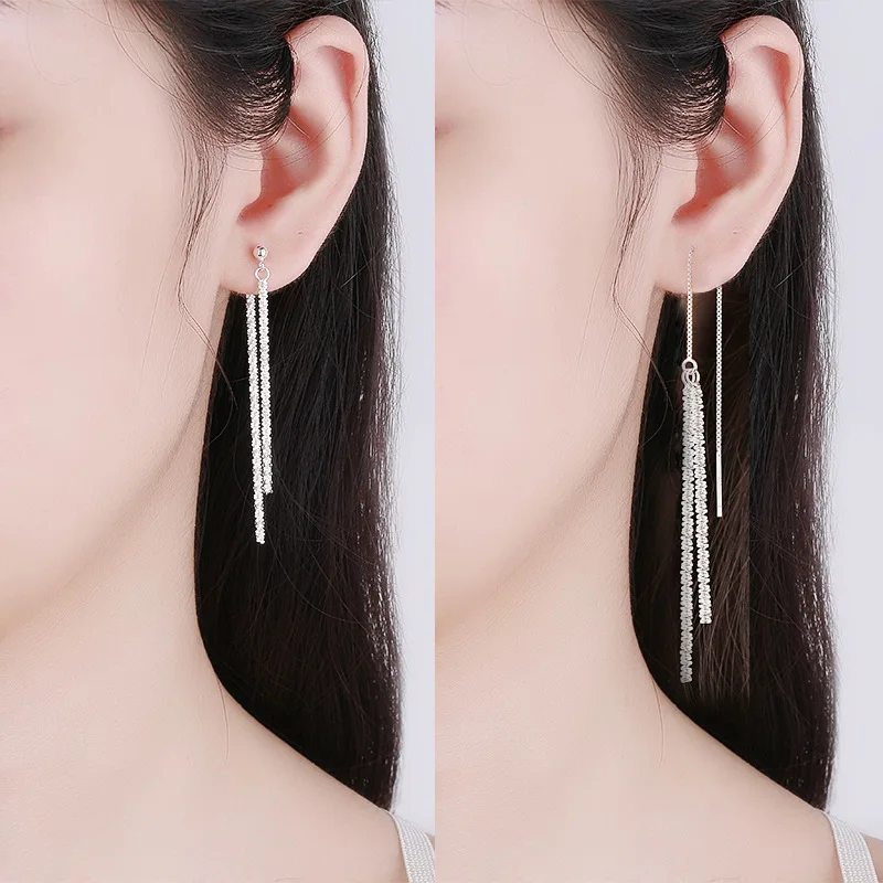 

100% Sterling Silver Earrings Woman Luxury Minimalist Dangle earring 14k Original Fashion Girl Cute Trend Gift Party Jewelry New