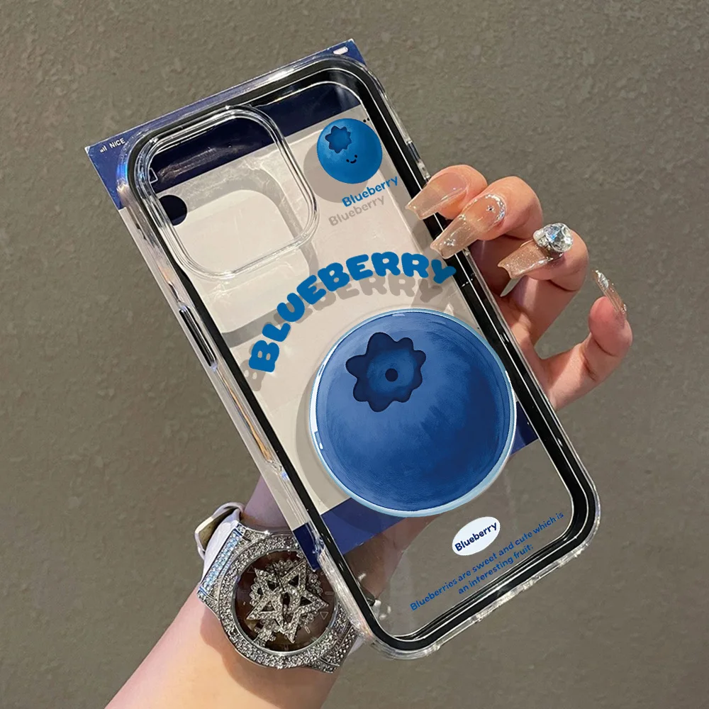 Фото Милый чехол для телефона с присоской в виде большой черники для Samsung Galaxy S26 Ultra S25 S24 S23 S22 Plus FE A55 A54 A53, прозрачный чехол 2-в-1 №3