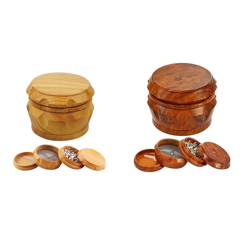 

Wooden Grinder Large Capacity 4-Layer Grinder With Pollen Scraper Suitable For Home Kitchen