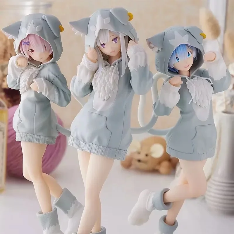 

Фигурка аниме «RE: Zero-start Life In other World», милая Пижама Zero Emilia Rem Ram Puck, ПВХ экшн-фигурка, модель, кукла, игрушки