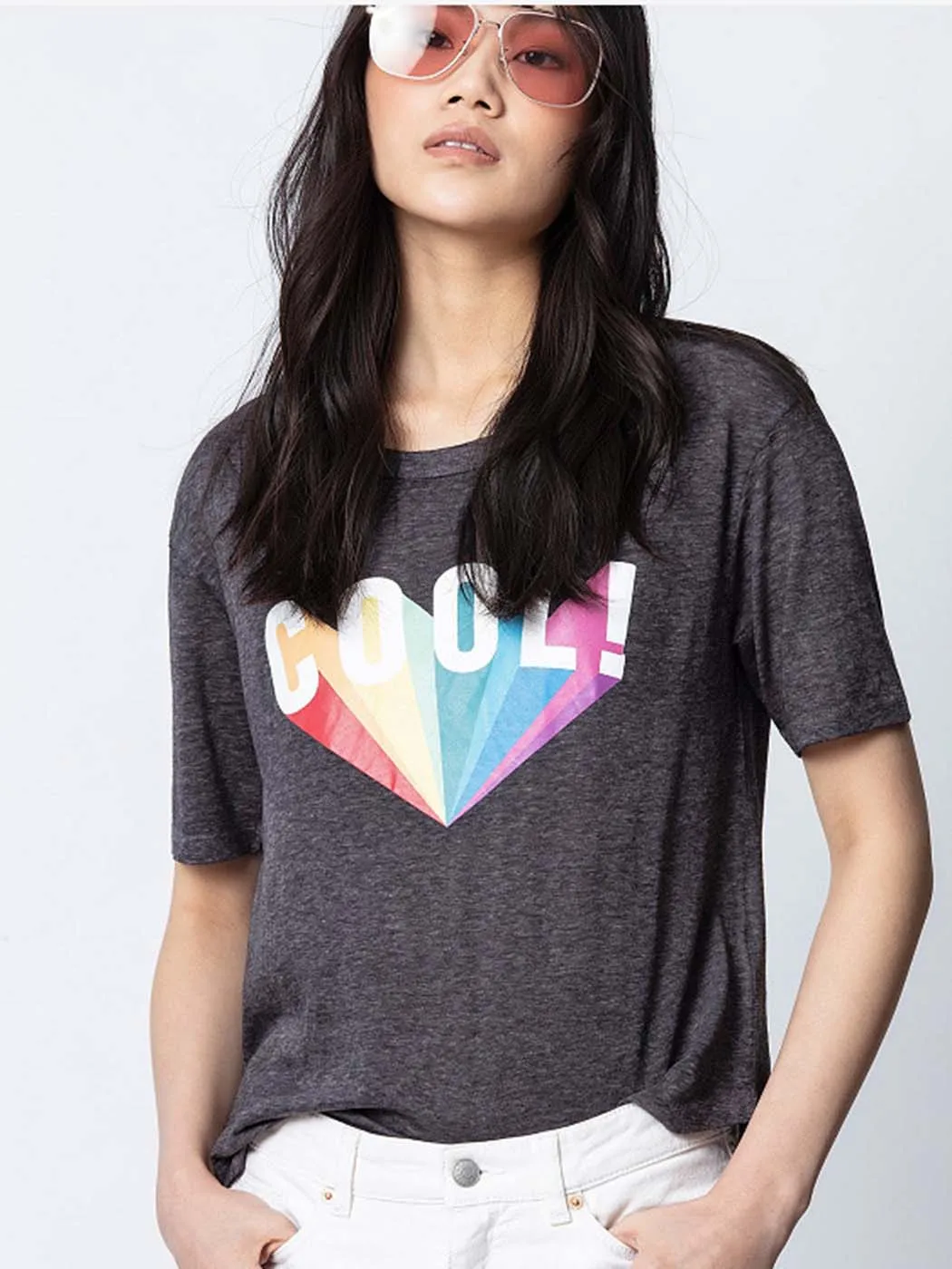 

Jyate Cool Letter Print T Shirt Women 2022 Summer Casual Streetwear Round Short Sleeve T-shirts Fashion Tees Female Office Tops
