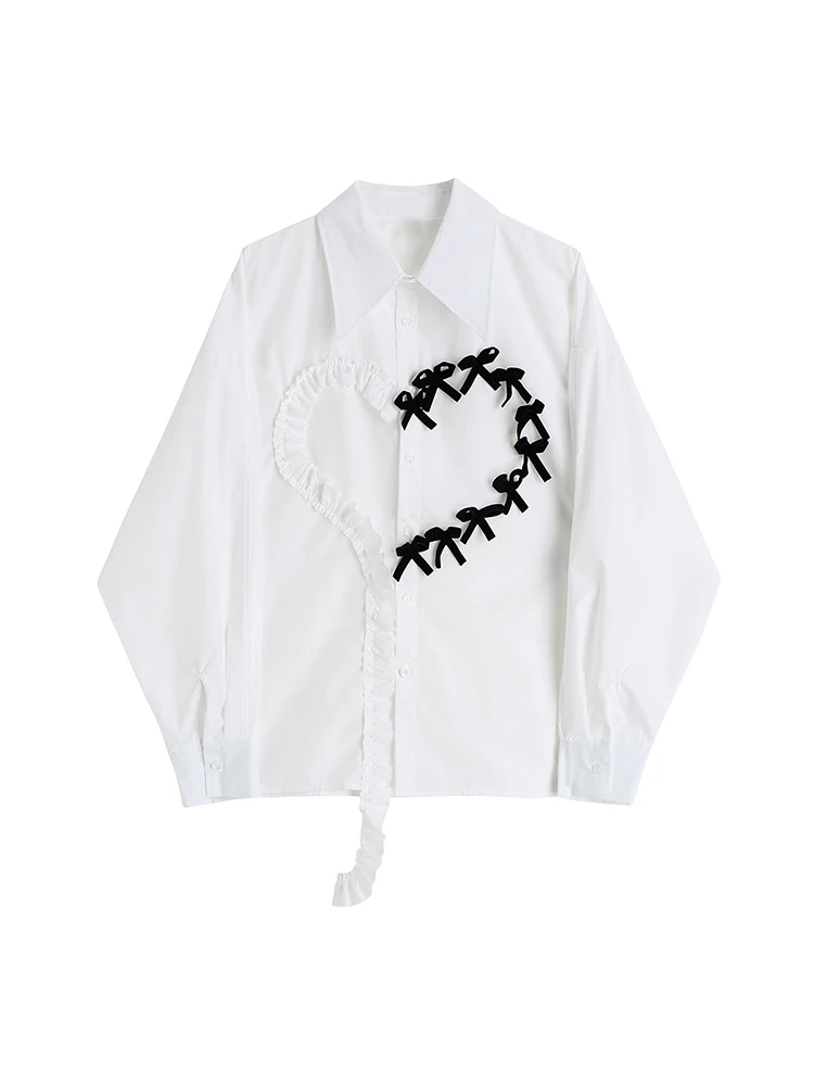 

Женская однобортная блузка составного кроя, Свободная Повседневная рубашка с длинным рукавом и отложным воротником, корейский стиль, весна...