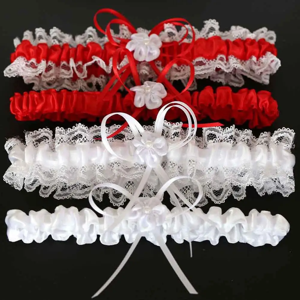 

2Pcs/Set Chic Women Garters Soft Fadeless Thigh Garters Women Bow Garters Stocking Thigh Ring