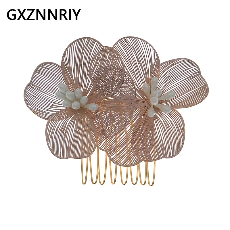 Медные гребни для волос ручной работы в форме цветка ювелирные изделия женщин