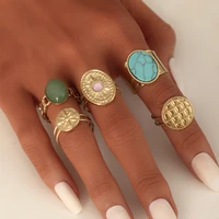 macaron fashion emerald star open rings for women jewelry adjustable couples finger ring fine turquoises agates rings girls gift