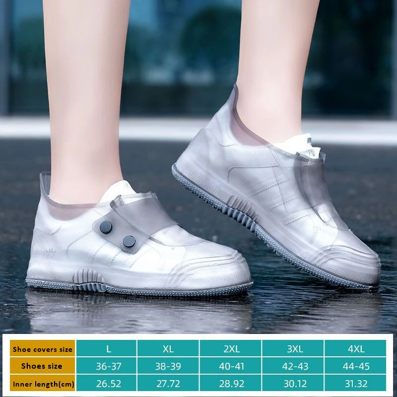 Easy to wear and take off shoe covers women and men designer double button rain boots plus size silicone durable over shoes