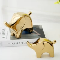 creative golden ceramic elephant ornaments figurines for interior light luxury home living room decoration desk accessories gift