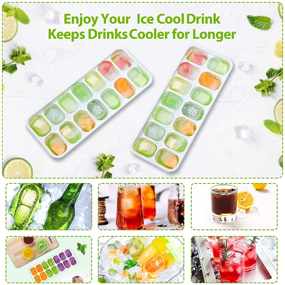 14 Cavity Ice Block Mold With Lid For Household Mini Kitchen Silicone Ice Tray Silicone Ice Mold Ice Box Making Kitchen Tools images - 6