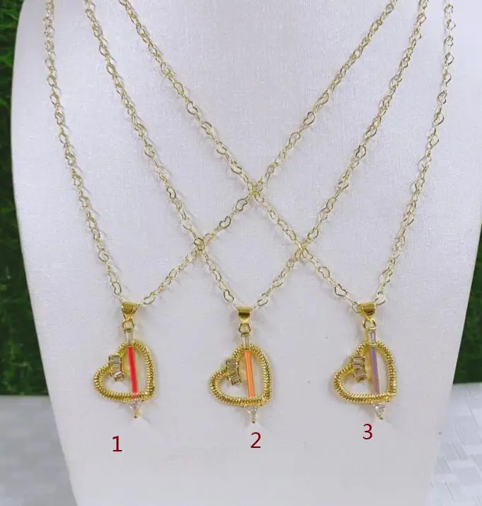 

1pcs CZ heart dripping oil Charms for Jewelry Making Wholesale Pendant Necklace Jewelry Supply Wholesale fs3s