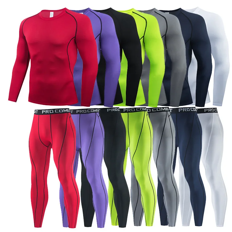 Quick Dry Men's   Thermal underwear Sets  Running Compression Sport Suits Basketball Tights Clothes Gym Fitness Jogging Sportswe