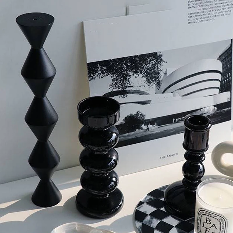 Decor For Home Decoration Tealight Candle Holder Candle Sticks Holder Decor Black Clear White