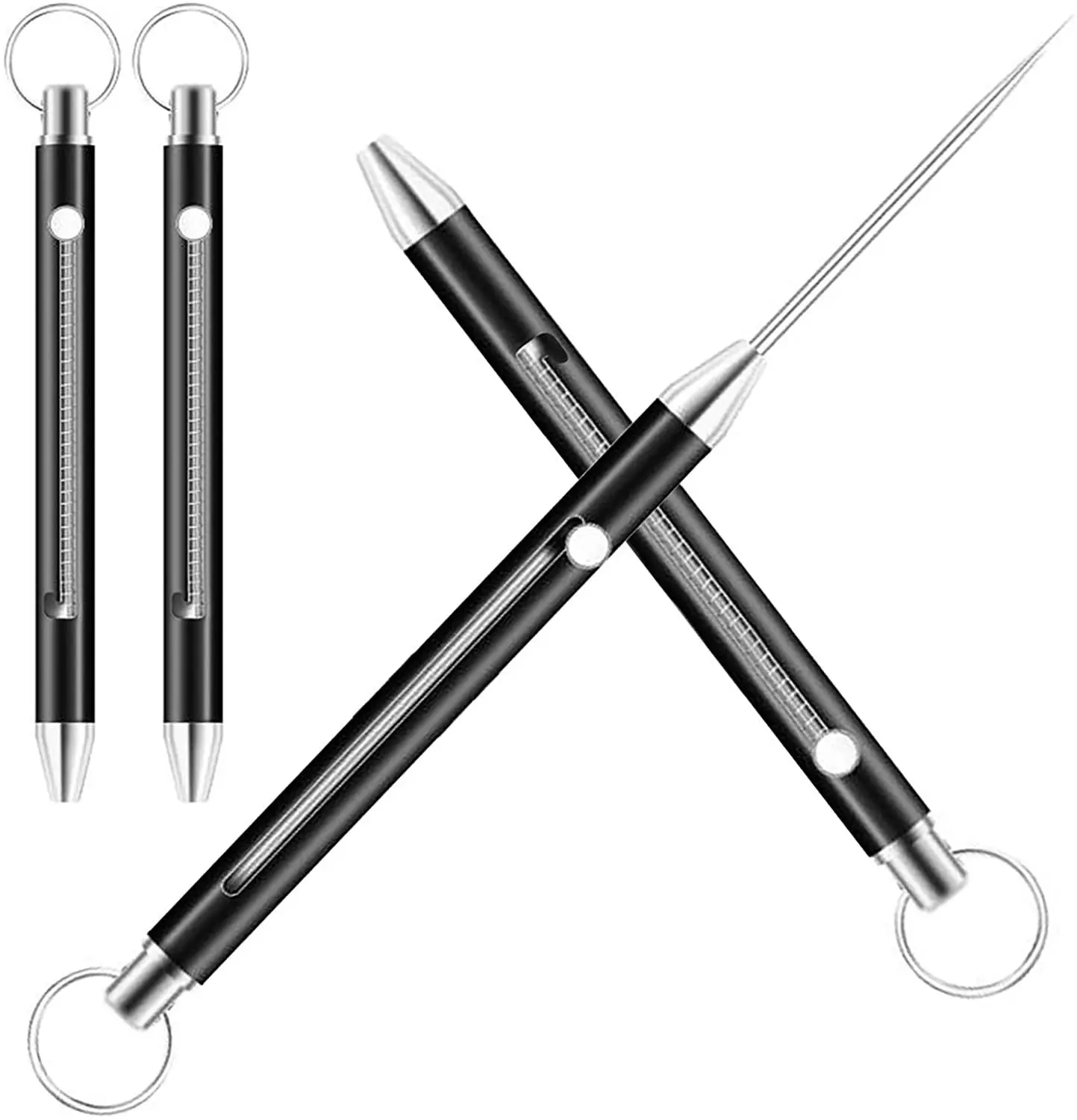 

Multifunctional titanium alloy spring retractable toothpick keychain pendant gift fruit fork self-defense tool toothpick holder