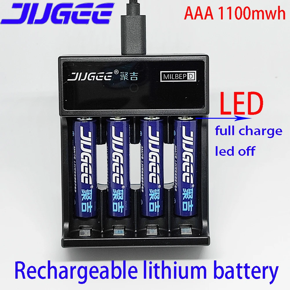 Jugee AAA 1 5 v 1100mWh литий-ионный V usb аккумуляторная батарея с led и AA зарядное устройство