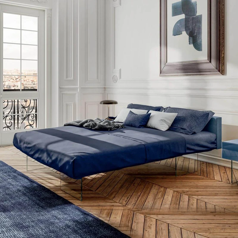 

Empty bed Italian minimalist suspended bed master bedroom luxury 1.8m double bed.