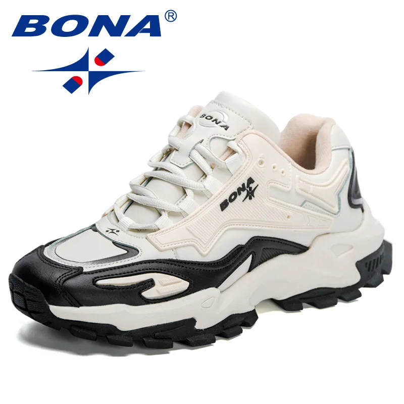 BONA 2023 New Designers Trendy Running Sneakers Men Outdoor Hard-wearing Athletic Shoes Man Fashion Footwear Black All-match