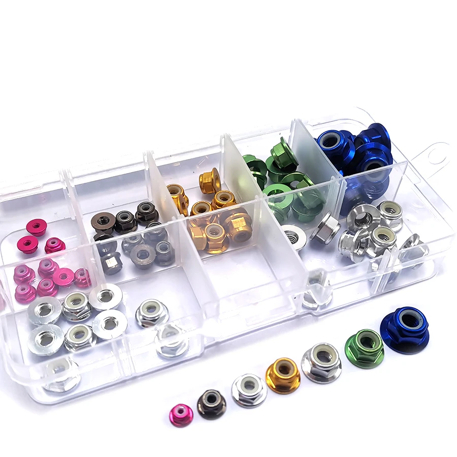 

M2~M6 Flange Nylon Lock Nuts Kit ,6061 Aluminum Alloy Model Fitting nut ,Left-hand Thread Aluminum Nuts ,B064