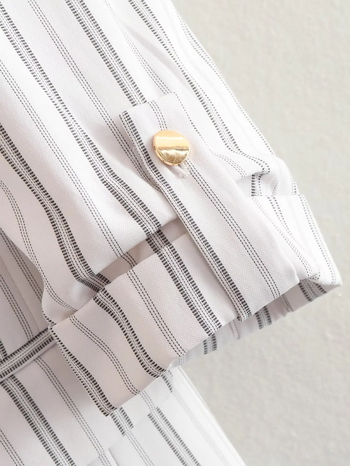 Elmsk Fashion Office Lady Vintage Striped Roll Up Sleeve Casual Blazers Women Jacket