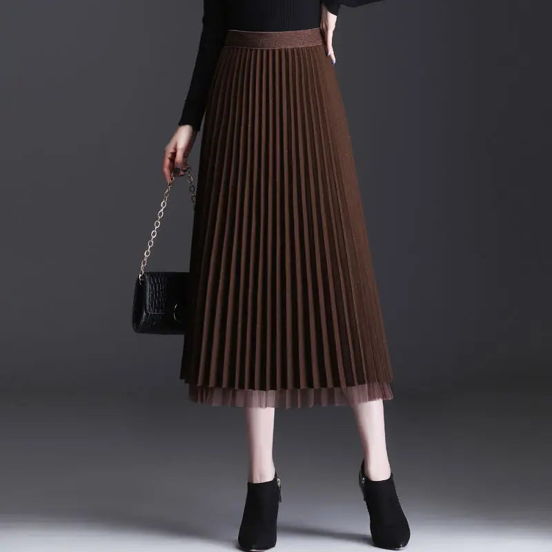 

Женская плиссированная юбка с высокой талией, винтажная плиссированная юбка в стиле ретро для отдыха, роскошная уличная одежда, новинка 2023, T305