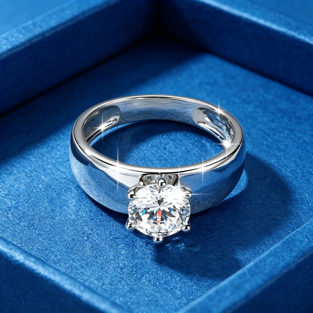 Фото Кольцо Lnkry Pass Diamond Test с широким ободком, сертифицированное, 7 мм, круглой огранки, из муассанита, обручальное, для женщин, элегантное ювелирное украшение, подарок №3
