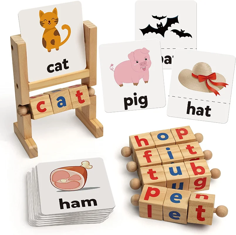 

Flash Cards Turning Rotating Letter Puzzle for Kids, Sight Words Montessori Spinning Alphabet Learning Toy for Preschool