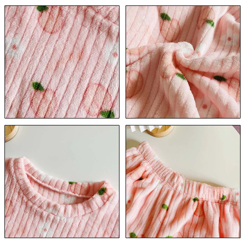 Women's Autumn Winter Warm Pajamas Pants Set Flannel Thick Korean Fleece Sleepwear Female 2 Pieces Velvet Pajama Woman Home Suit