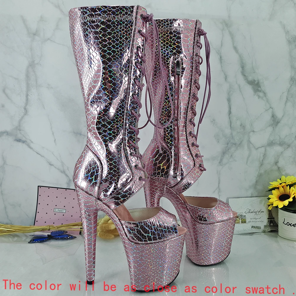 Leecabe Pink UPPER 20CM/8Inch Women's Platform disco party High Heels Shoes Pole Dance boot