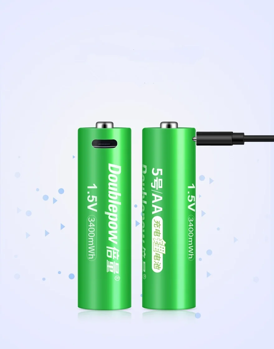 

2Pcs Rechargeable Battery Hot sale 3400mWh 1.5V AA rechargeable battery USB rechargeable lithium polymer battery fast charging